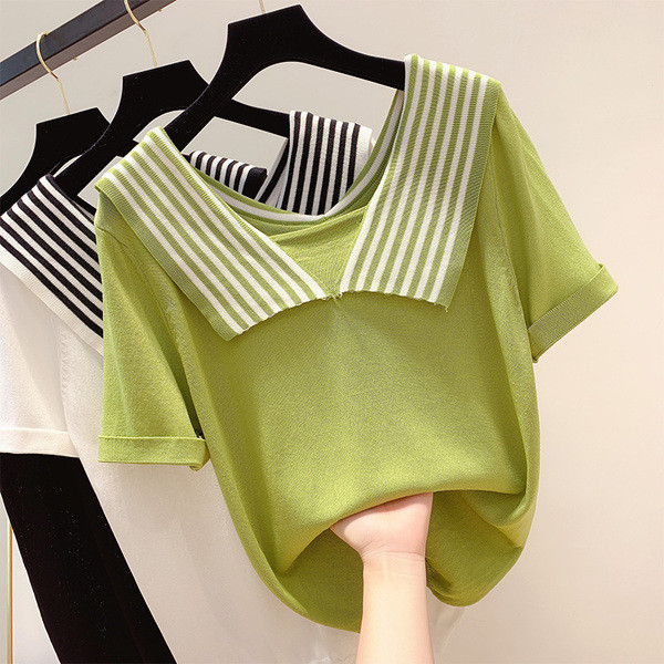 Bluză de damă cu mâneci scurte în trei culori