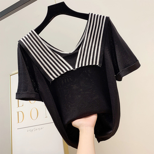 Bluză de damă cu mâneci scurte în trei culori