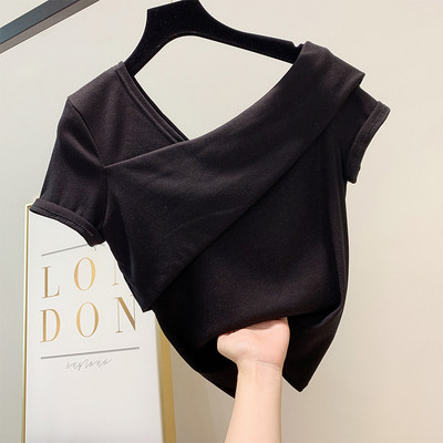 Bluză de damă modernă cu mâneci scurte în trei culori