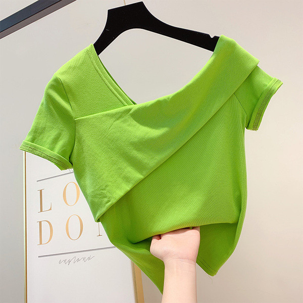 Bluză de damă modernă cu mâneci scurte în trei culori