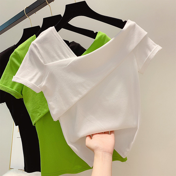 Bluză de damă modernă cu mâneci scurte în trei culori