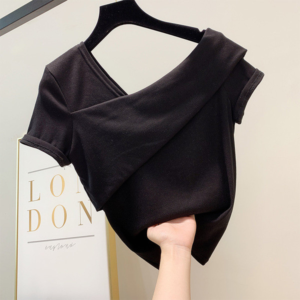 Bluză de damă modernă cu mâneci scurte în trei culori