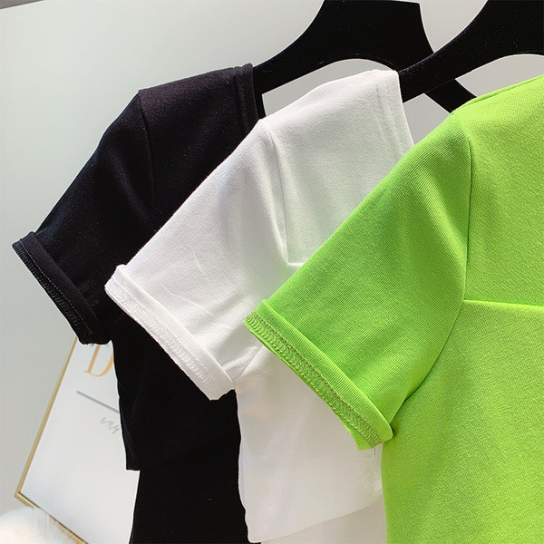 Bluză de damă modernă cu mâneci scurte în trei culori