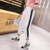 Pantaloni moderni de dama in doua culori cu talie elastica