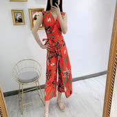 Salopeta de dama moderna 7/8 cu model floral