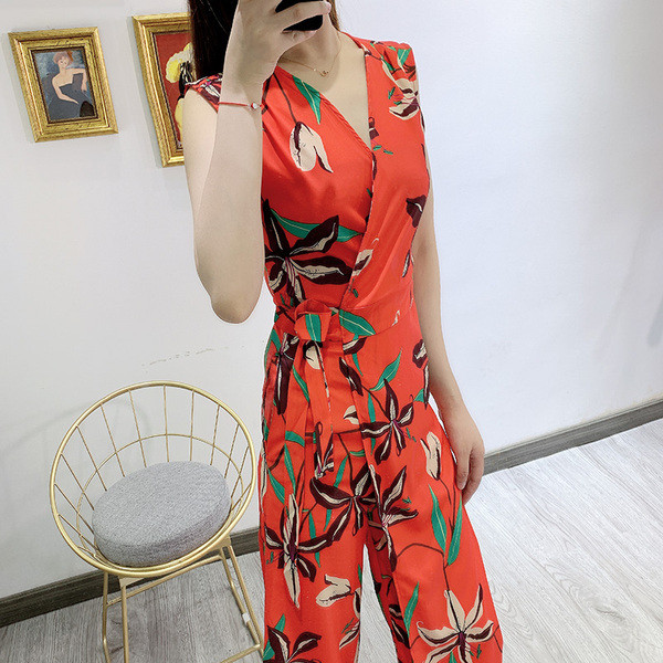 Salopeta de dama moderna 7/8 cu model floral