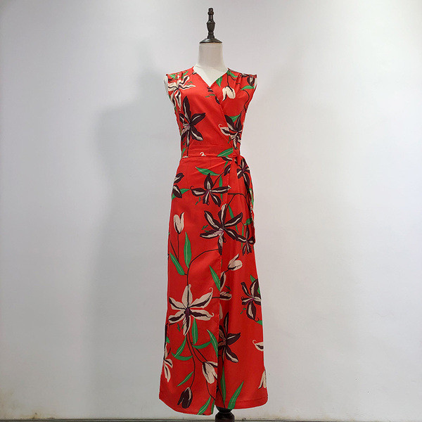 Salopeta de dama moderna 7/8 cu model floral