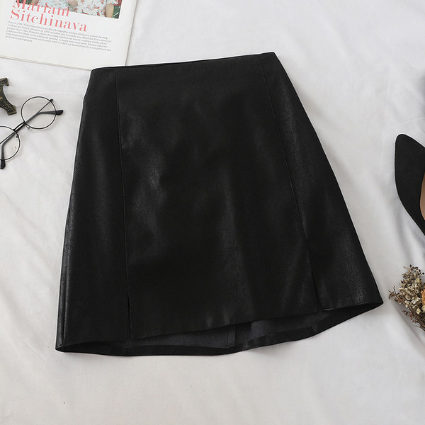Fusta de dama model uni din piele ecologica in mai multe culori