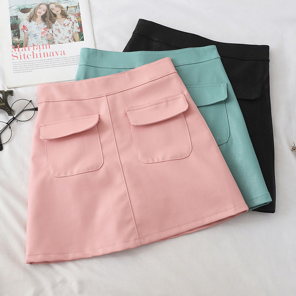 Modern női rövid szoknya zsebbel több színben