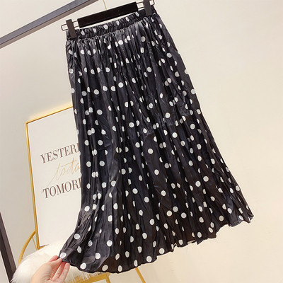 Fusta de dama lunga cu buline in trei culori