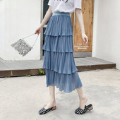 Fusta lunga de dama moderna in trei culori cu talie elastica