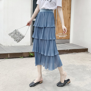 Fusta lunga de dama moderna in trei culori cu talie elastica