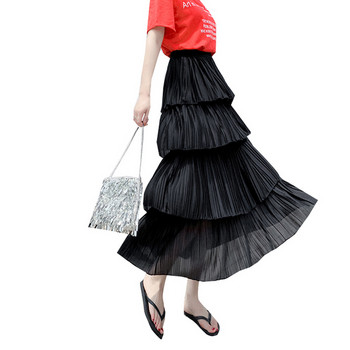 Fusta lunga de dama moderna in trei culori cu talie elastica