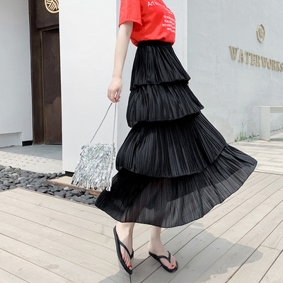 Fusta lunga de dama moderna in trei culori cu talie elastica