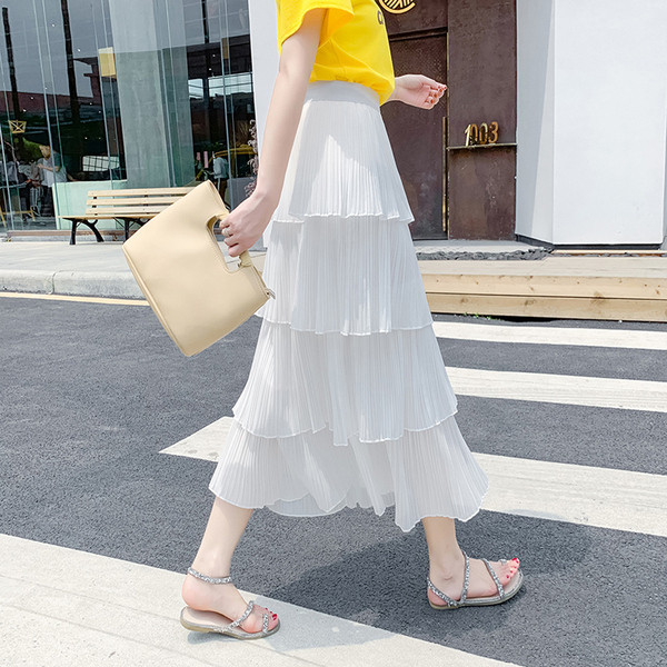 Fusta lunga de dama moderna in trei culori cu talie elastica