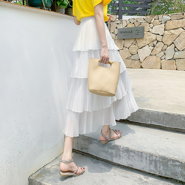 Fusta lunga de dama moderna in trei culori cu talie elastica