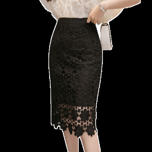 Fusta de dama eleganta din dantela cu talie inalta in doua culori
