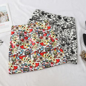 Fusta de dama colorata cu talie inalta in negru si rosu