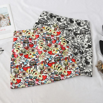 Fusta de dama colorata cu talie inalta in negru si rosu