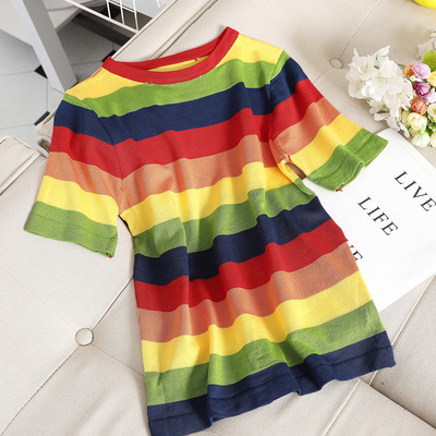 Tricou cu dungi pentru femei de zi cu zi în trei culori