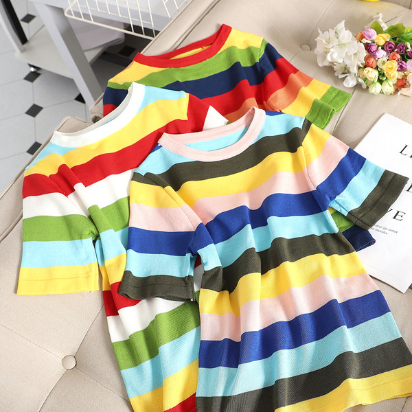 Tricou cu dungi pentru femei de zi cu zi în trei culori