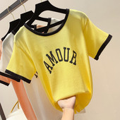 Bluză de damă cu mâneci scurte și inscripție