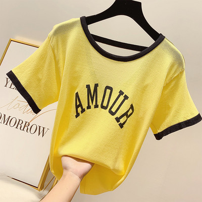 Bluză de damă cu mâneci scurte și inscripție