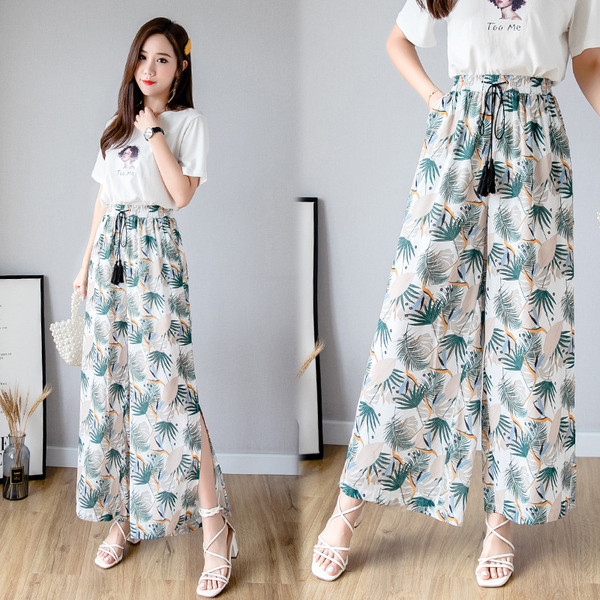 Ежедневен дамски панталон с еластична талия - разкроен модел