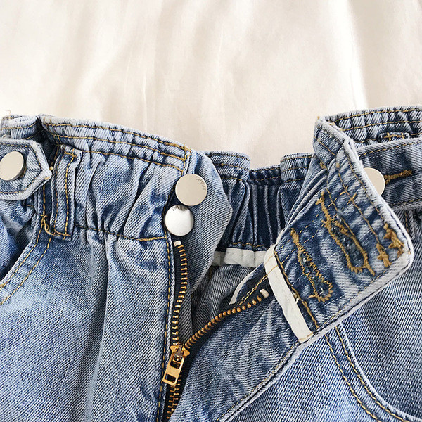 Blugi de dama cu talie inalta de culoare albastra - model larg