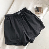 Pantaloni scurți casual de damă cu talie elastică de culoare neagră