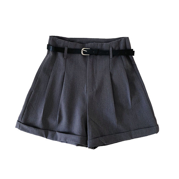 Pantaloni scurti eleganti de dama cu talie inalta in negru, maro si albastru