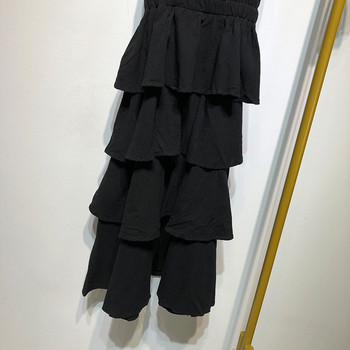 Rochie lunga de dama cu bretele subtiri de culoare neagra