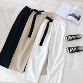 Pantaloni casual dama cu talie inalta si curea in mai multe culori