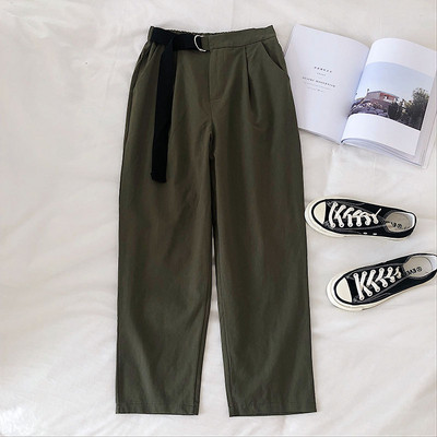 Pantaloni casual dama cu talie inalta si curea in mai multe culori