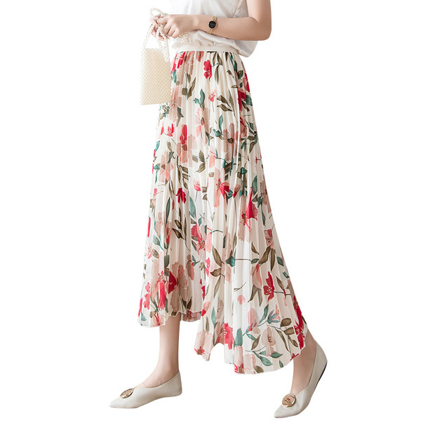 Fusta de dama moderna cu model floral - model croiat