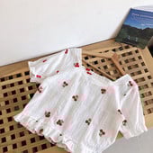 Cămașă modernă de vară de damă cu model colorat în alb