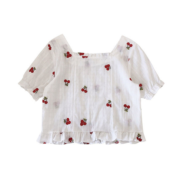 Cămașă modernă de vară de damă cu model colorat în alb