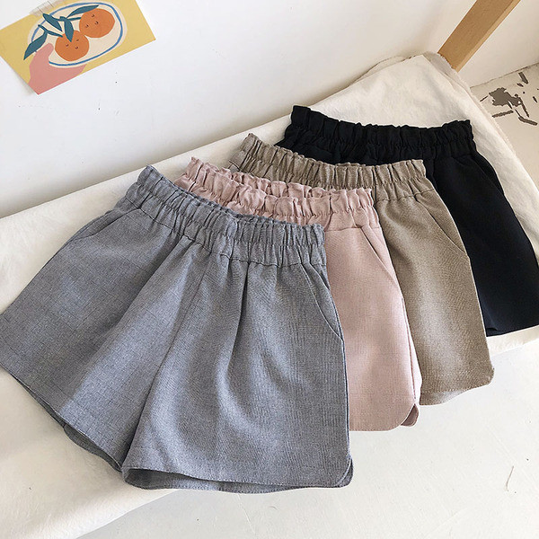 Pantaloni scurti de dama cu talie elastica in mai multe culori