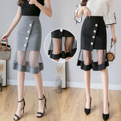 Fusta de dama actuala cu talie inalta de culoare gri si negru