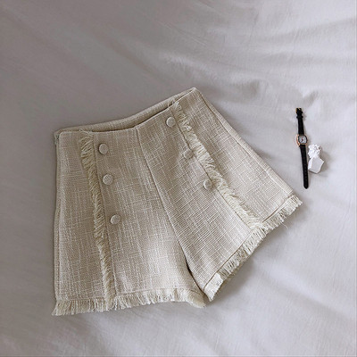 Pantaloni scurti eleganti de dama cu talie inalta in mai multe culori