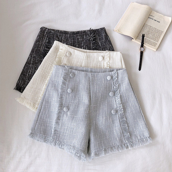 Pantaloni scurti eleganti de dama cu talie inalta in mai multe culori