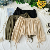 Bluza scurta de dama cu umerii goi in trei culori