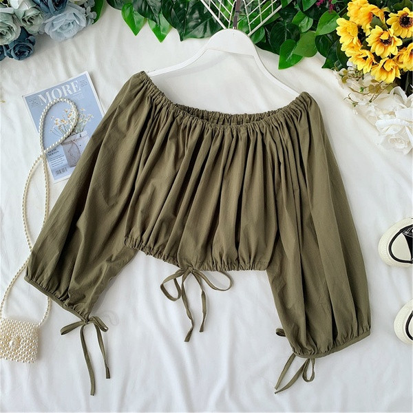 Bluza scurta de dama cu umerii goi in trei culori