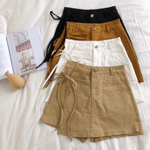 Pantaloni scurti moderni de dama cu talie inalta si cravate in mai multe culori