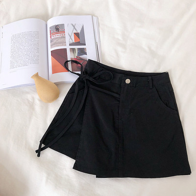 Pantaloni scurti moderni de dama cu talie inalta si cravate in mai multe culori