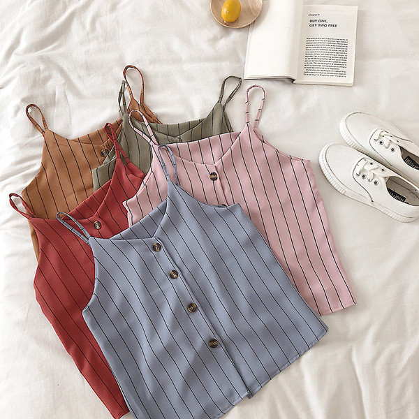 Maieu modern de dama cu bretele subtiri si nasturi in diferite culori