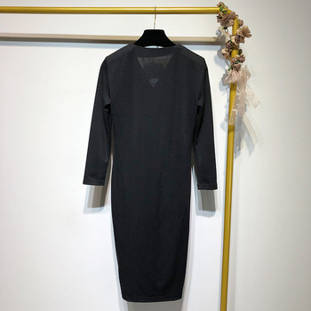 Rochie lunga de dama cu maneci lungi si nasturi