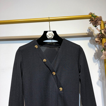 Rochie lunga de dama cu maneci lungi si nasturi