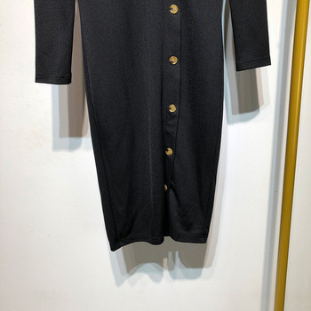 Rochie lunga de dama cu maneci lungi si nasturi