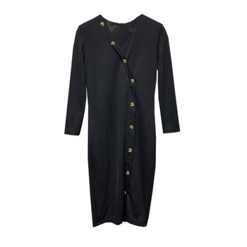 Rochie lunga de dama cu maneci lungi si nasturi